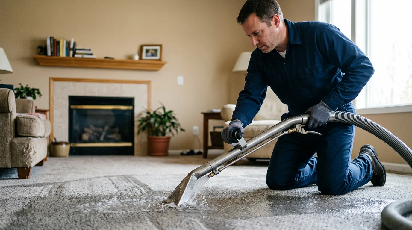 Water damage restoration technician working near Madill, OK